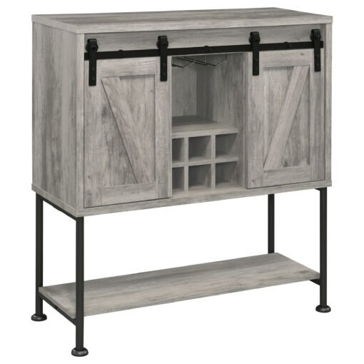 Claremont Sliding Door Home Bar Wine Cabinet Grey Driftwood - Image 2