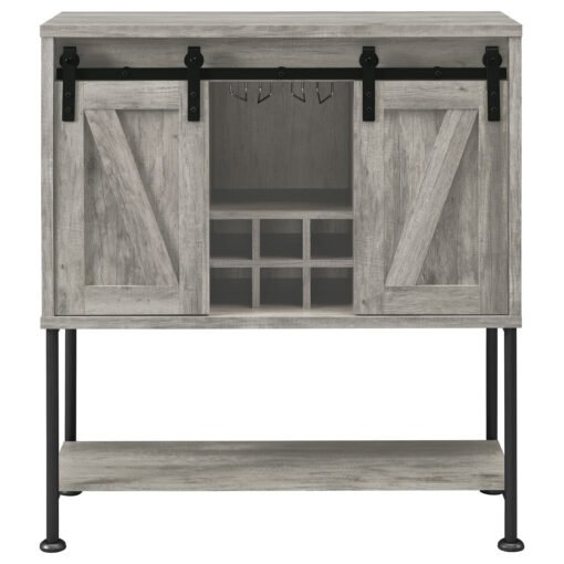 Claremont Sliding Door Home Bar Wine Cabinet Grey Driftwood - Image 3