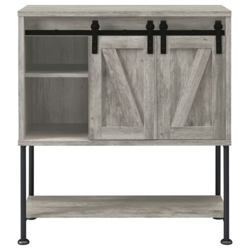 Claremont Sliding Door Home Bar Wine Cabinet Grey Driftwood - Image 4