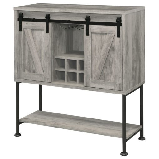 Claremont Sliding Door Home Bar Wine Cabinet Grey Driftwood - Image 5