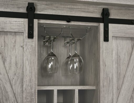 Claremont Sliding Door Home Bar Wine Cabinet Grey Driftwood - Image 11