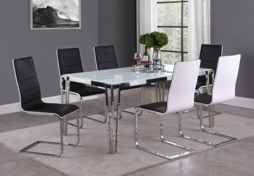 Pauline Rectangular 64-inch Glass Top Dining Table Chrome - Image 7