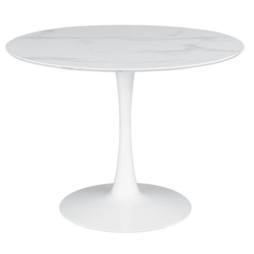 Arkell Round 40-inch Faux Marble Top Dining Table White - Image 2