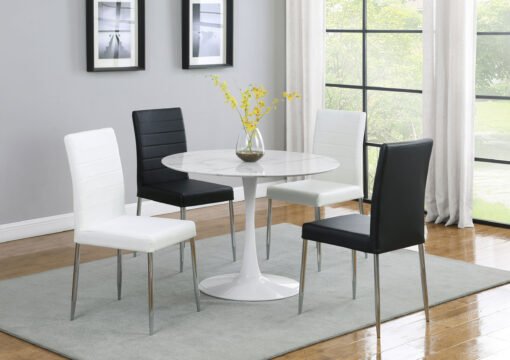 Arkell Round 40-inch Faux Marble Top Dining Table White - Image 5