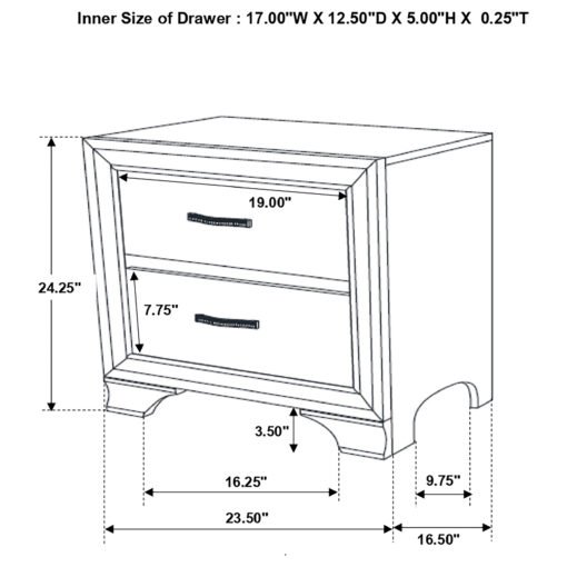 Beaumont 2-drawer Nightstand Champagne - Image 3