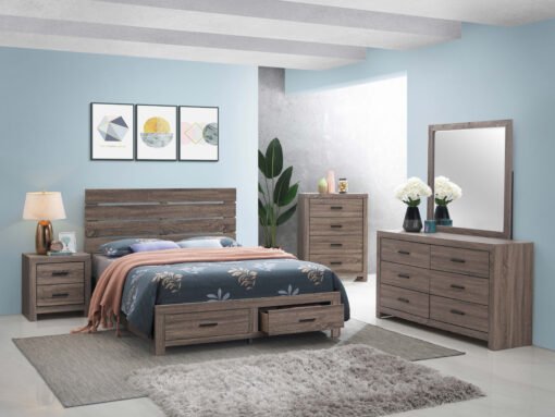 Brantford Wood Queen Storage Panel Bed Barrel Oak - Image 8