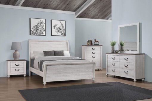 Stillwood Wood Eastern King Sleigh Bed Vintage Linen - Image 6