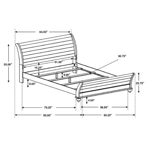 Stillwood Wood Queen Sleigh Bed Vintage Linen - Image 5
