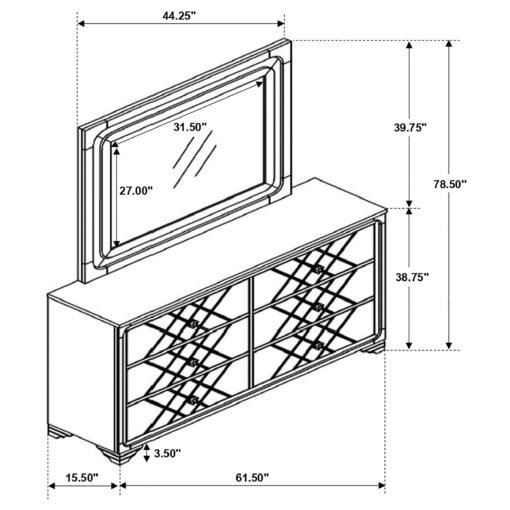 Penelope 6-drawer Dresser with Mirror Midnight Star - Image 7