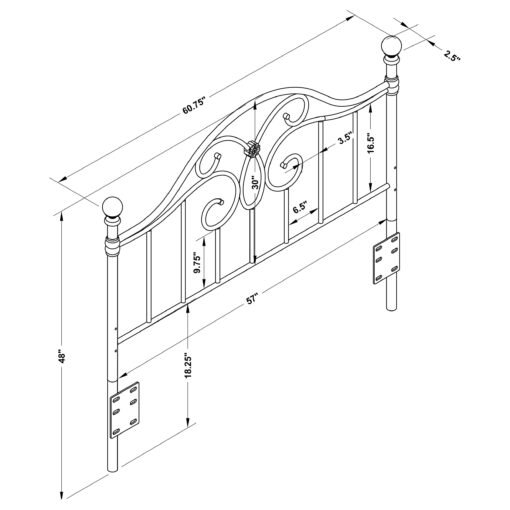 Bailey Metal Queen or Full Open Frame Headboard Black - Image 4