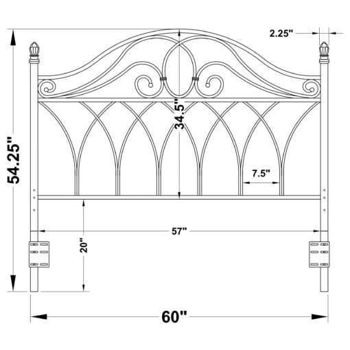 Zola Metal Queen or Full Open Frame Headboard Brown - Image 4