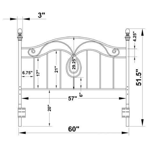 Evan Metal Queen or Full Open Frame Headboard Dark Grey - Image 5