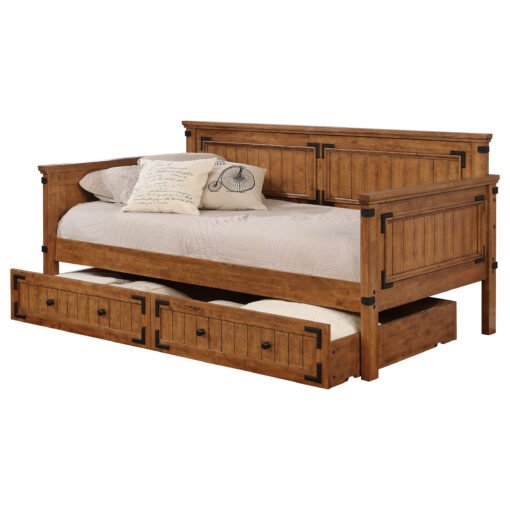 Oakdale Wood Twin Daybed with Trundle Rustic Honey - Image 2