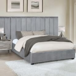 Arles Upholstered Queen Wall Panel Bed Grey