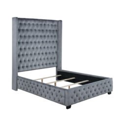 Rocori Upholstered Eastern King Wingback Bed Grey