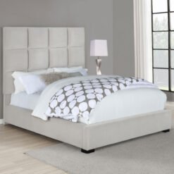 Panes Upholstered Queen Panel Bed Beige