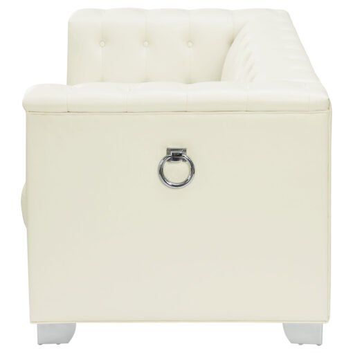 Chaviano Upholstered Track Arm Loveseat Pearl White - Image 5