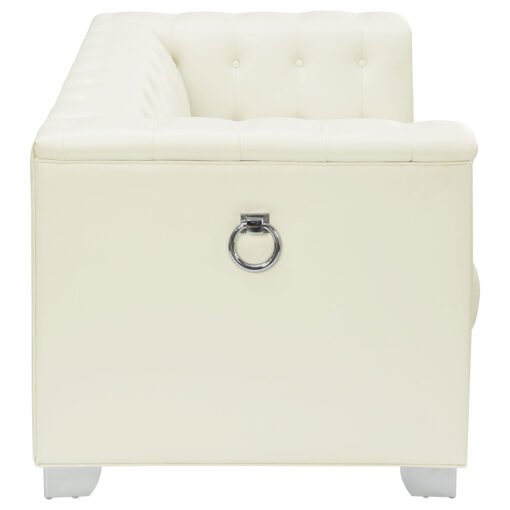 Chaviano Upholstered Track Arm Loveseat Pearl White - Image 7
