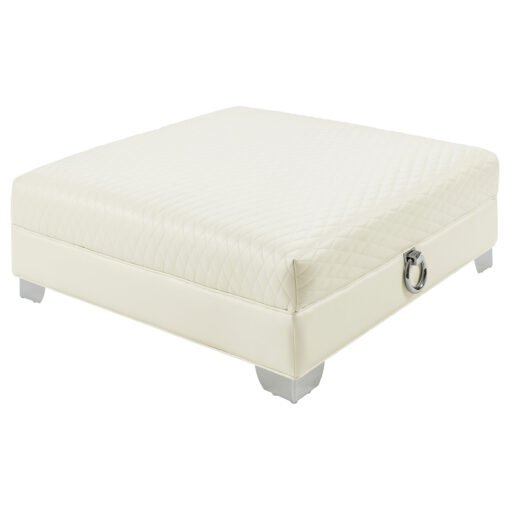 Chaviano Square Upholstered Ottoman Pearl White - Image 2