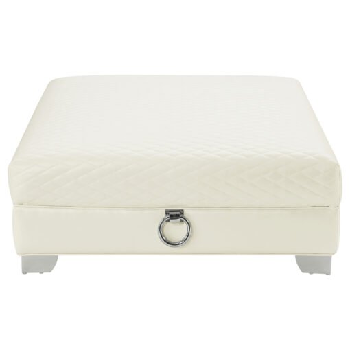 Chaviano Square Upholstered Ottoman Pearl White - Image 3