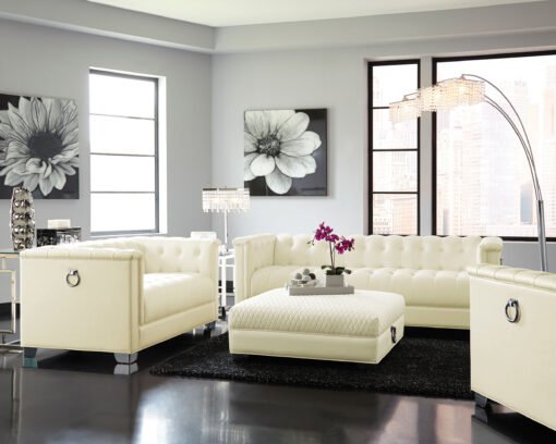 Chaviano Square Upholstered Ottoman Pearl White - Image 8