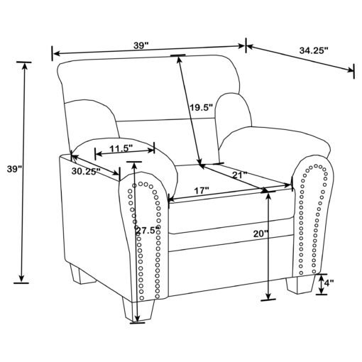 Clementine Upholstered Padded Arm Accent Chair Brown - Image 9