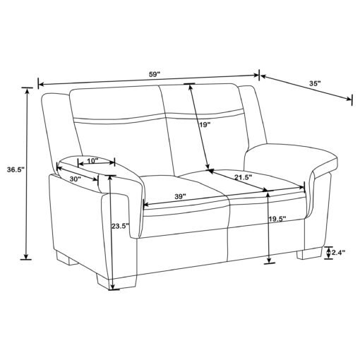 Arabella 2-piece Upholstered Padded Arm Sofa Set Grey - Image 8