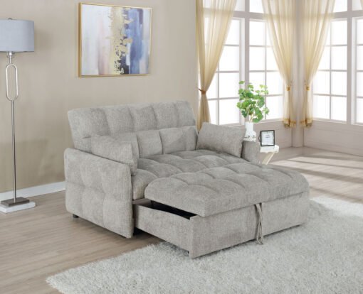 Cotswold Upholstered Convertible Sleeper Sofa Bed Light Grey - Image 2