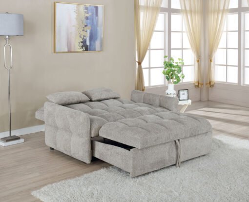 Cotswold Upholstered Convertible Sleeper Sofa Bed Light Grey - Image 3