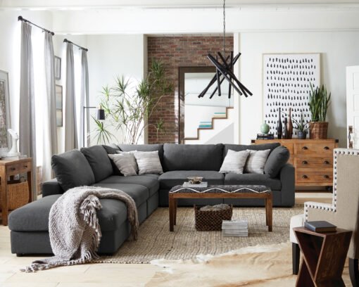 Serene Square Upholstered Ottoman Charcoal - Image 6