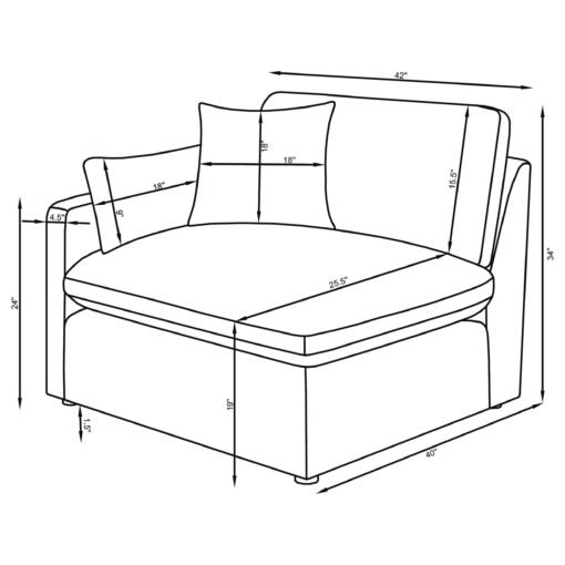 Hobson Upholstered LAF Chair Ivory - Image 7