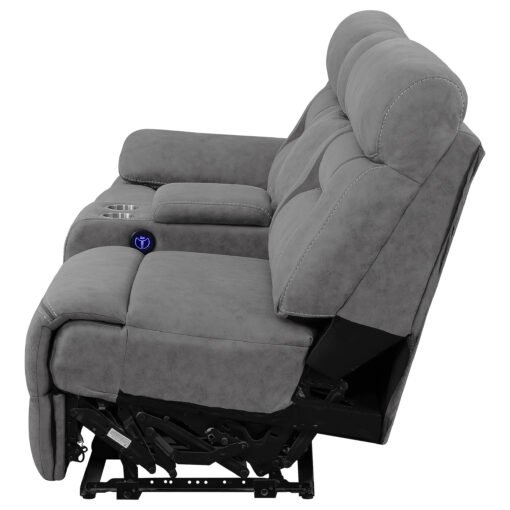 Higgins Upholstered LAF Power Loveseat Grey - Image 4