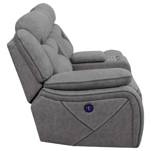 Higgins Upholstered LAF Power Loveseat Grey - Image 7