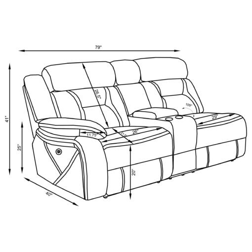 Higgins Upholstered LAF Power Loveseat Grey - Image 12