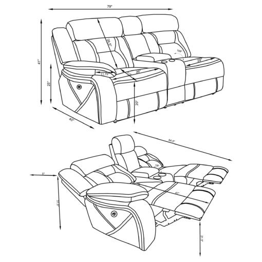 Higgins Upholstered LAF Power Loveseat Grey - Image 14
