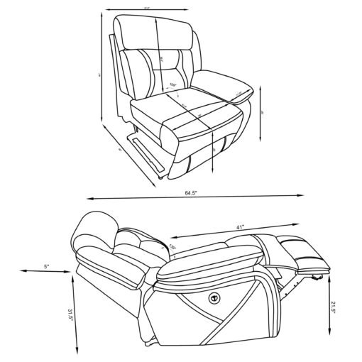 Higgins Upholstered RAF Power Recliner Grey - Image 13