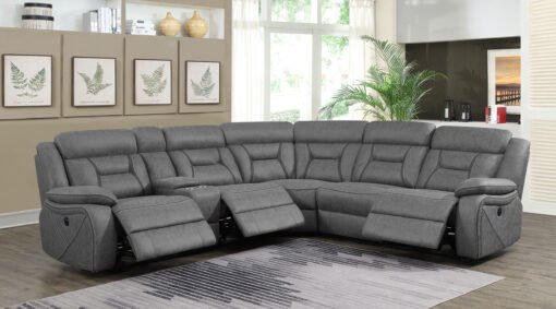 Higgins Upholstered Power Reclining Sectional Sofa Grey - Image 2