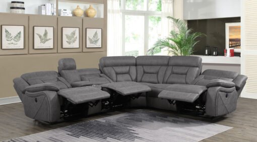 Higgins Upholstered Power Reclining Sectional Sofa Grey - Image 3
