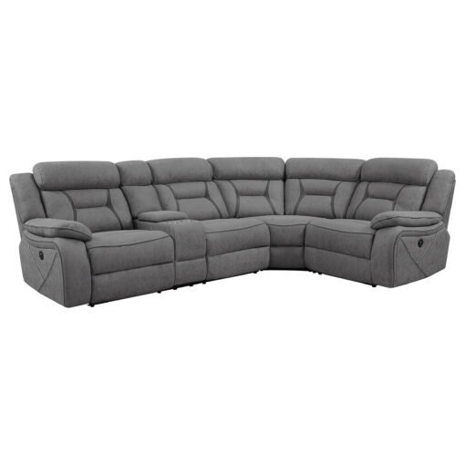 Higgins Upholstered Power Reclining Sectional Sofa Grey - Image 4