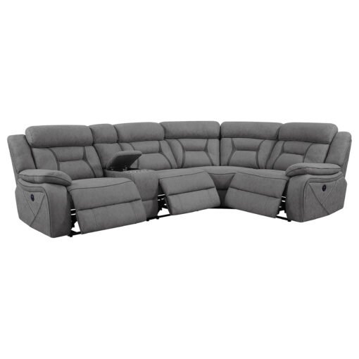 Higgins Upholstered Power Reclining Sectional Sofa Grey - Image 5