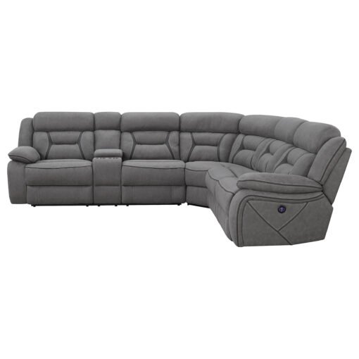 Higgins Upholstered Power Reclining Sectional Sofa Grey - Image 6