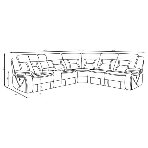 Higgins Upholstered Power Reclining Sectional Sofa Grey - Image 14