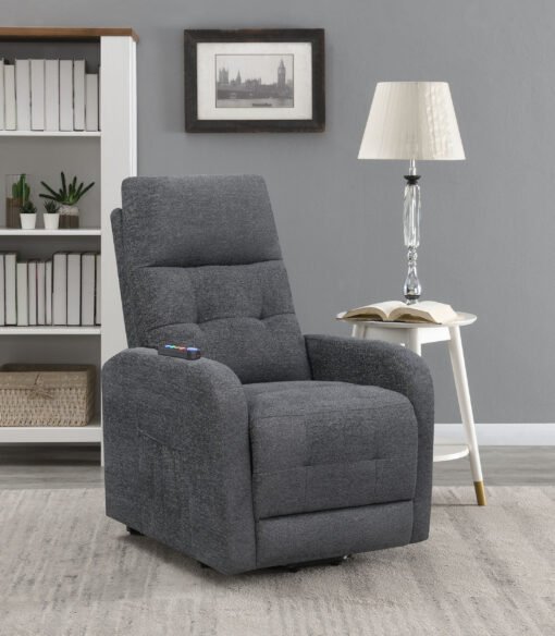 Howie Upholstered Power Lift Massage Chair Charcoal - Image 2