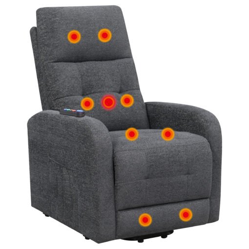 Howie Upholstered Power Lift Massage Chair Charcoal - Image 6