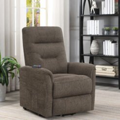 Henrietta Upholstered Power Lift Massage Chair Brown