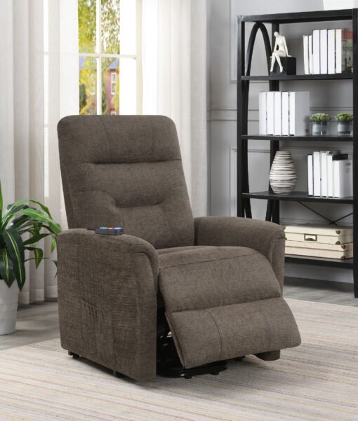 Henrietta Upholstered Power Lift Massage Chair Brown - Image 2