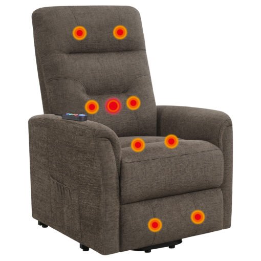 Henrietta Upholstered Power Lift Massage Chair Brown - Image 6