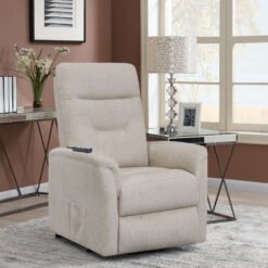 Henrietta Upholstered Power Lift Massage Chair Beige