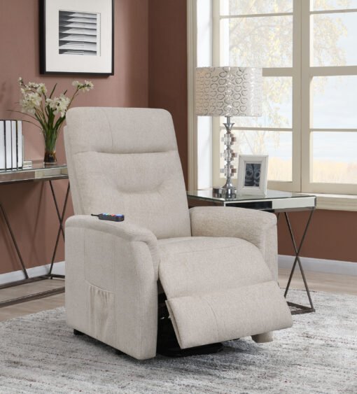 Henrietta Upholstered Power Lift Massage Chair Beige - Image 2