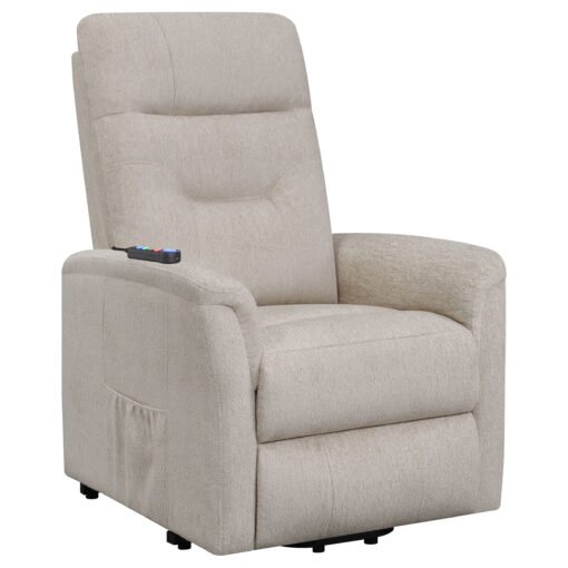 Henrietta Upholstered Power Lift Massage Chair Beige - Image 4